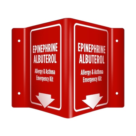 Epinephrine Albuterol  Allergy  Asthma Emergency Kit Combined 3D Sign